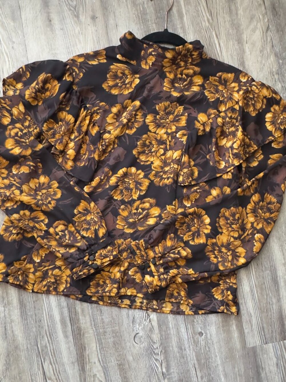 Leith Brown & Mustard Floral Blouse 🌼